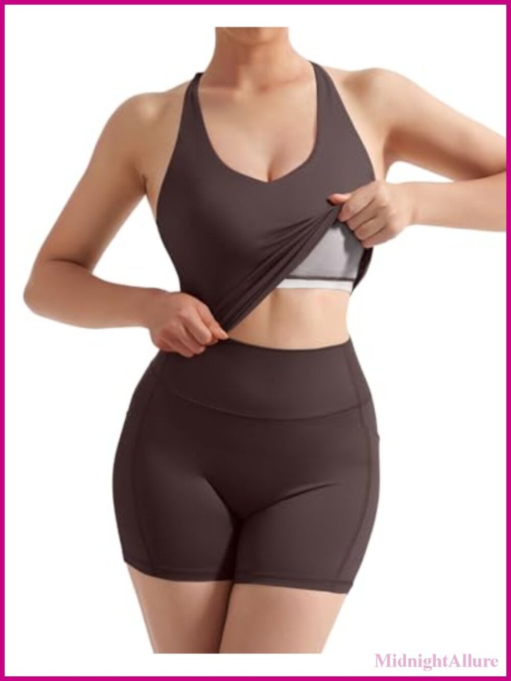2 Piece Workout Set Padded Tank Top Tummy Control Leggings - Picture 2 of 6